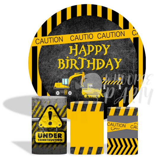 Construction Vehicle Decoration Round Circle Backdrop Cover Plinth Cylinder Pedestal Cover