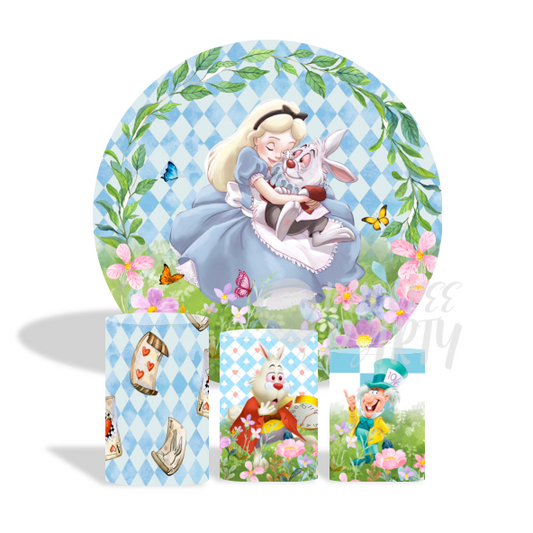 The  in Wonderland Decoration Round Circle Backdrop Cover Plinth Cylinder Pedestal Cover