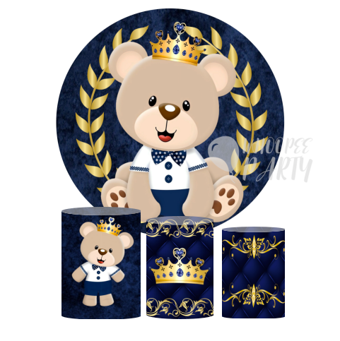 The Royal Blue Teddy Bear Decoration Round Circle Backdrop Cover Plinth Cylinder Pedestal Cover