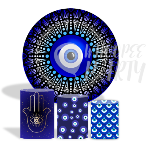 The Evil Eye Turco background  Decoration Round Circle Backdrop Cover Plinth Cylinder Pedestal Cover
