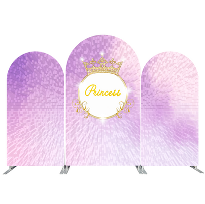 Fondo de pantalla con diseño de corona de princesa con degradado morado para fiesta de cumpleaños