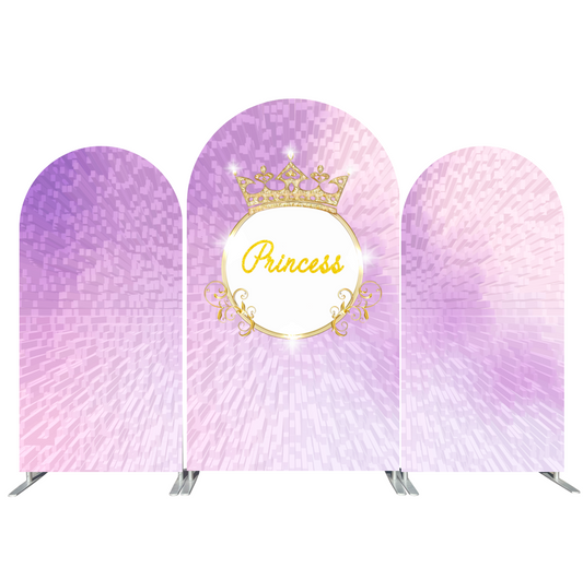 Fondo de pantalla con diseño de corona de princesa con degradado morado para fiesta de cumpleaños