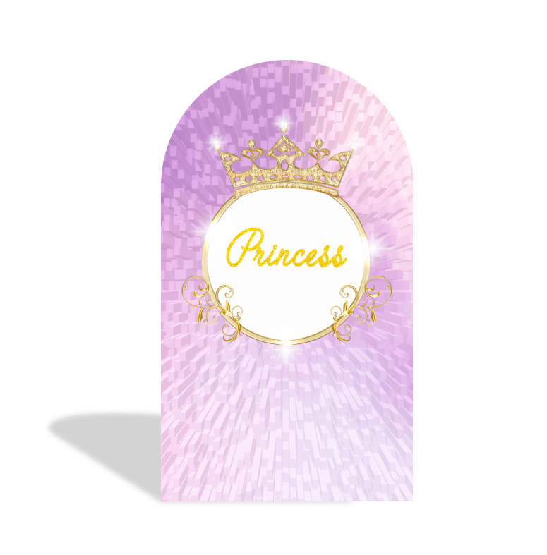 Fondo de pantalla con diseño de corona de princesa con degradado morado para fiesta de cumpleaños