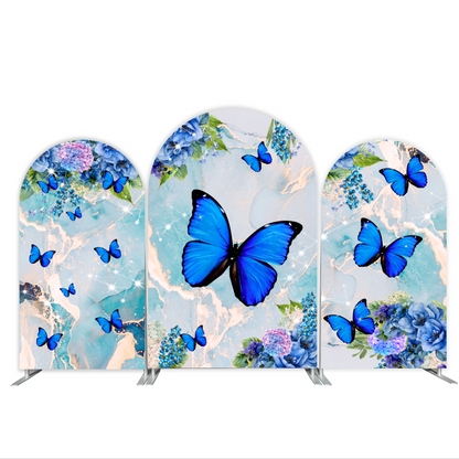 Fondo de pantalla con diseño de mariposa azul para fiesta de cumpleaños (duradero, fácil de guardar, reutilizable)