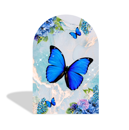 Fondo de pantalla con diseño de mariposa azul para fiesta de cumpleaños (duradero, fácil de guardar, reutilizable)