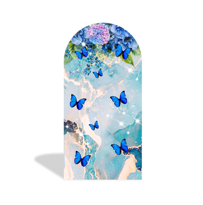 Fondo de pantalla con diseño de mariposa azul para fiesta de cumpleaños (duradero, fácil de guardar, reutilizable)