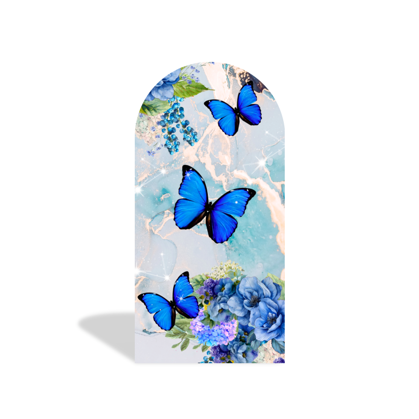 Fondo de pantalla con diseño de mariposa azul para fiesta de cumpleaños (duradero, fácil de guardar, reutilizable)