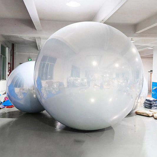 White Color Inflatable Mirror Ball Reusable Big Bubble Shiny Balloon Balls