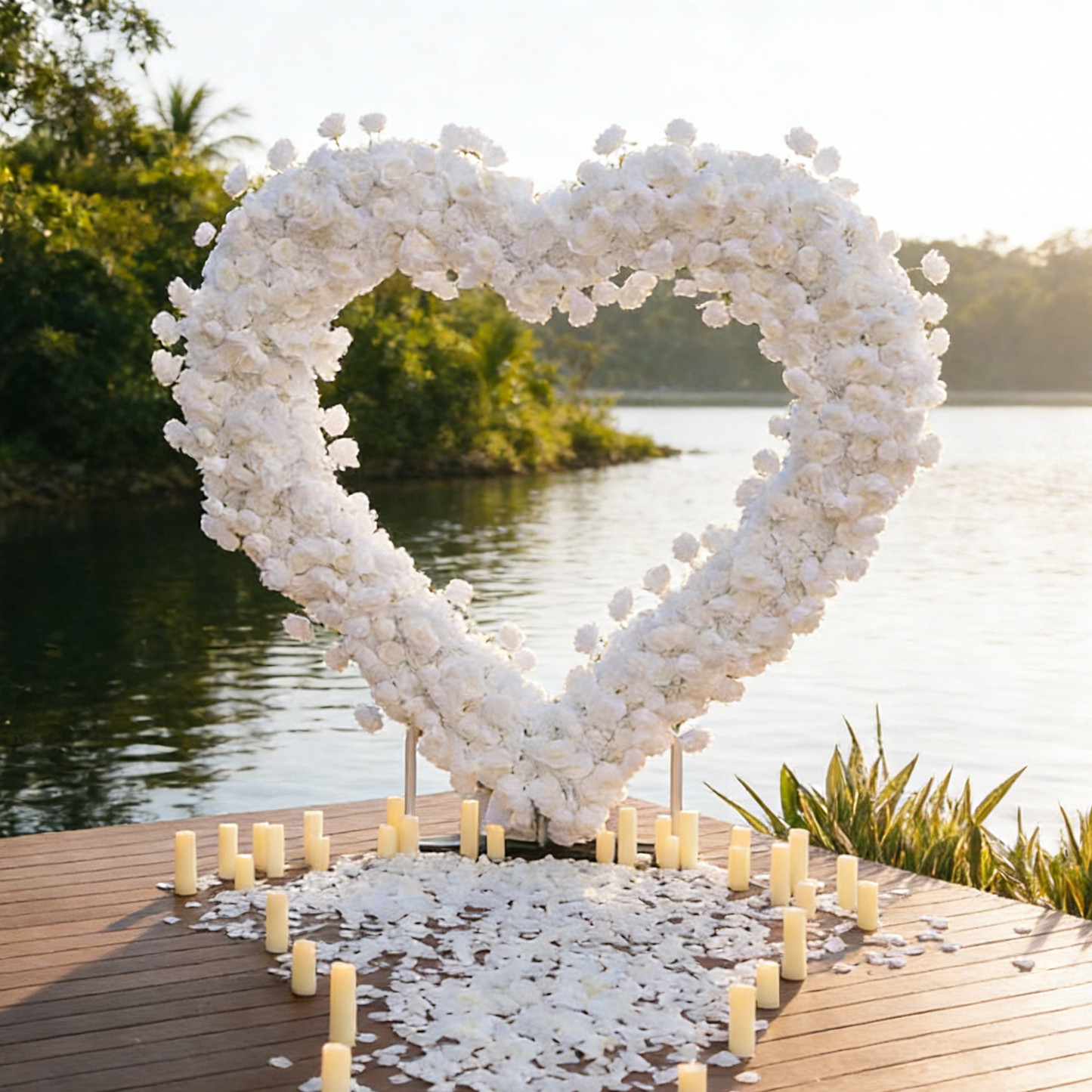 White rose heart flower wall 09