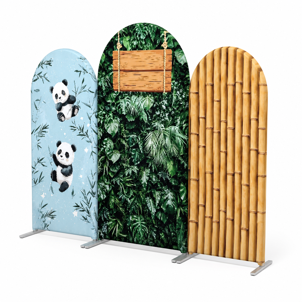 Side View of 3-Piece Panda and Bamboo Party Backdrop