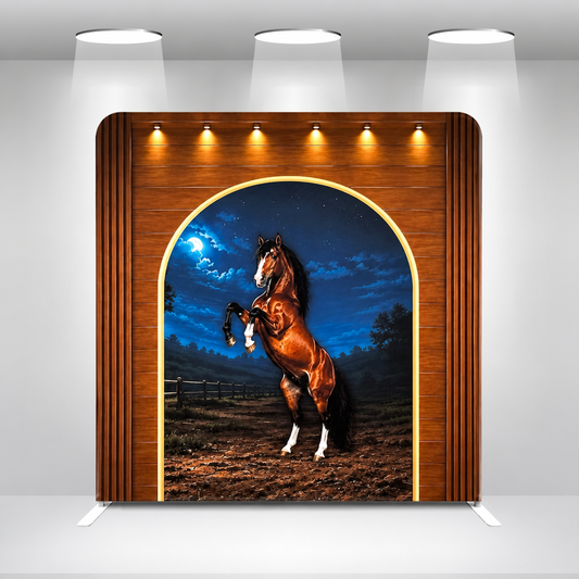 Event spotlight on horse arch backdrop with aluminum stand