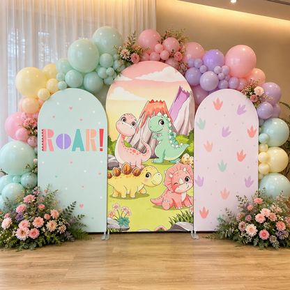 Cute Dinosaur Party Arch Backdrop Cover for Birthday Decoration