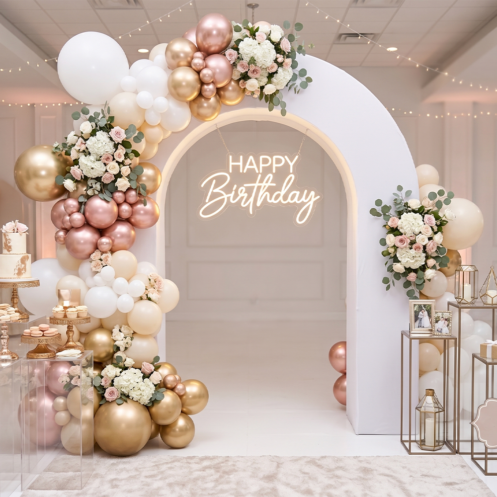 6x7.5ft 3D Arch Backdrop Stand With Cover For Birthday Baby Shower Party Backdrop