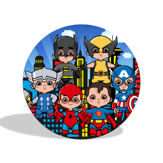 Baby avenger theme  birthday party decoration round circle backdrop cover plinth cylinder pedestal cloth cover