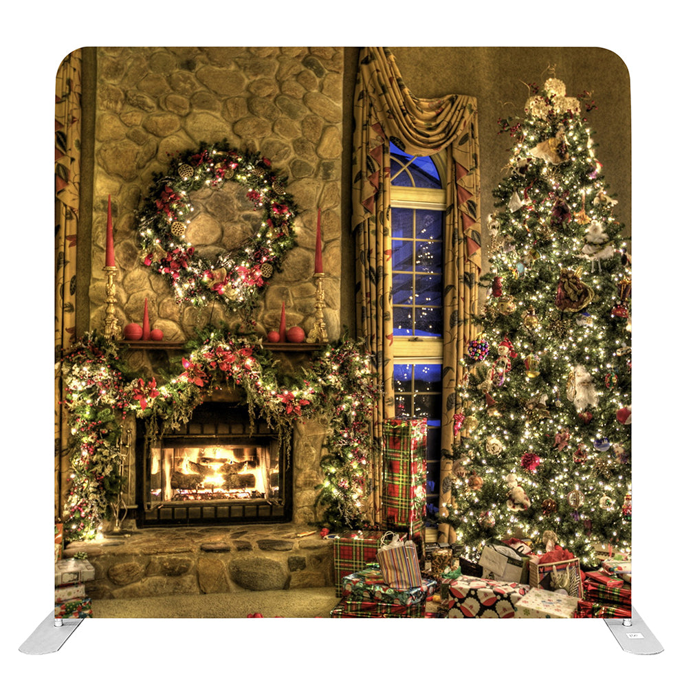 Christmas party backdrop with aluminum stand and holiday design