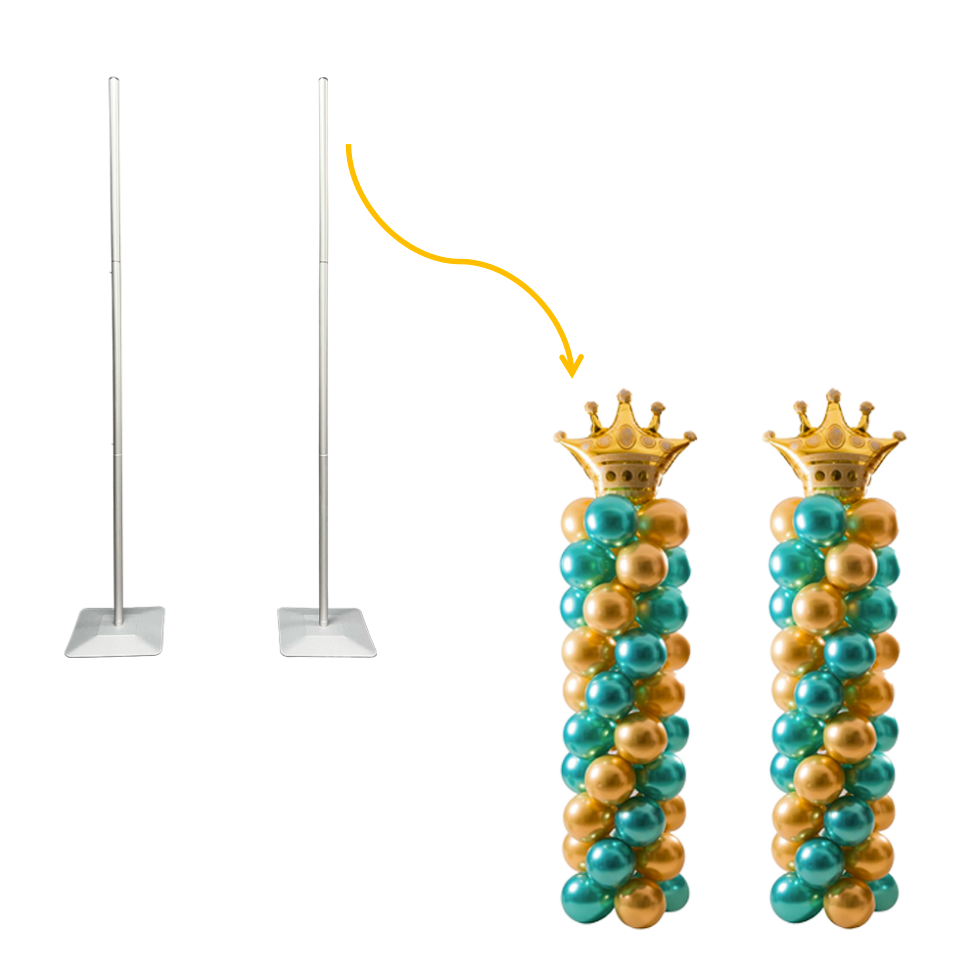2pcs Adjustable Balloon Column Stand Flower Column Stand Made of Aluminum Alloy Tube