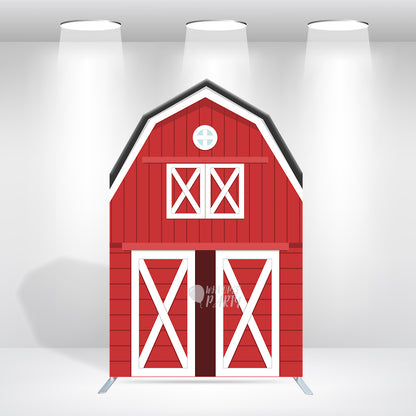 5.25x8.14ft Farm Theme Birthday Baby Shower Party Decoration Barn Arch Backdrop Wall Stand