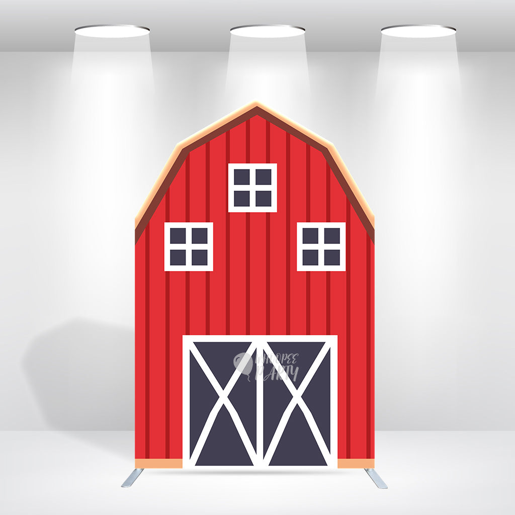 5.25x8.14ft Farm Theme Birthday Baby Shower Party Decoration Barn Arch Backdrop Wall Stand