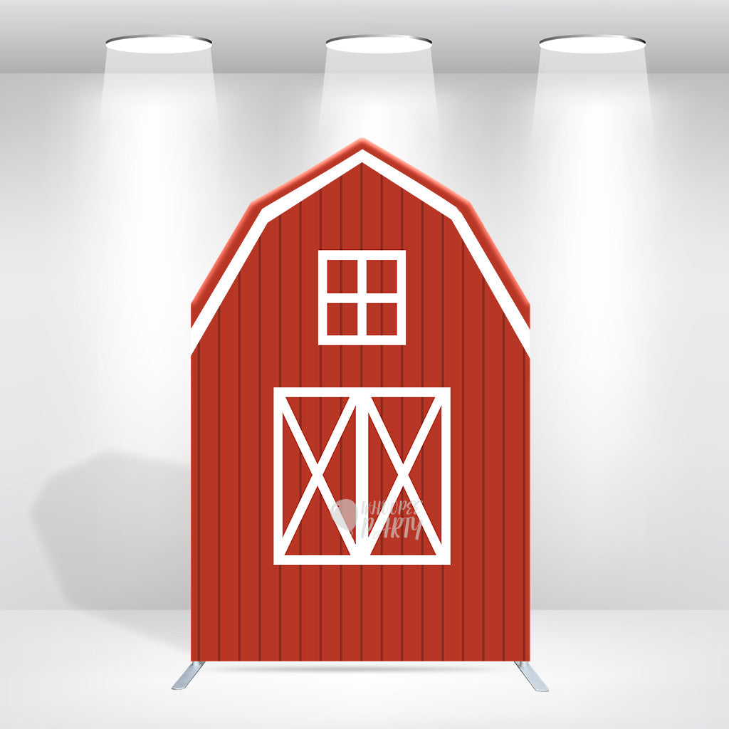 5.25x8.14ft Farm Theme Birthday Baby Shower Party Decoration Barn Arch Backdrop Wall Stand