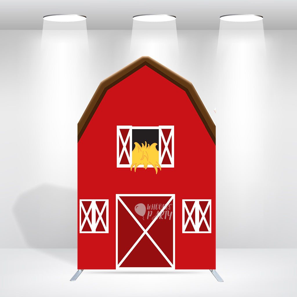 5.25x8.14ft Farm Theme Birthday Baby Shower Party Decoration Barn Arch Backdrop Wall Stand