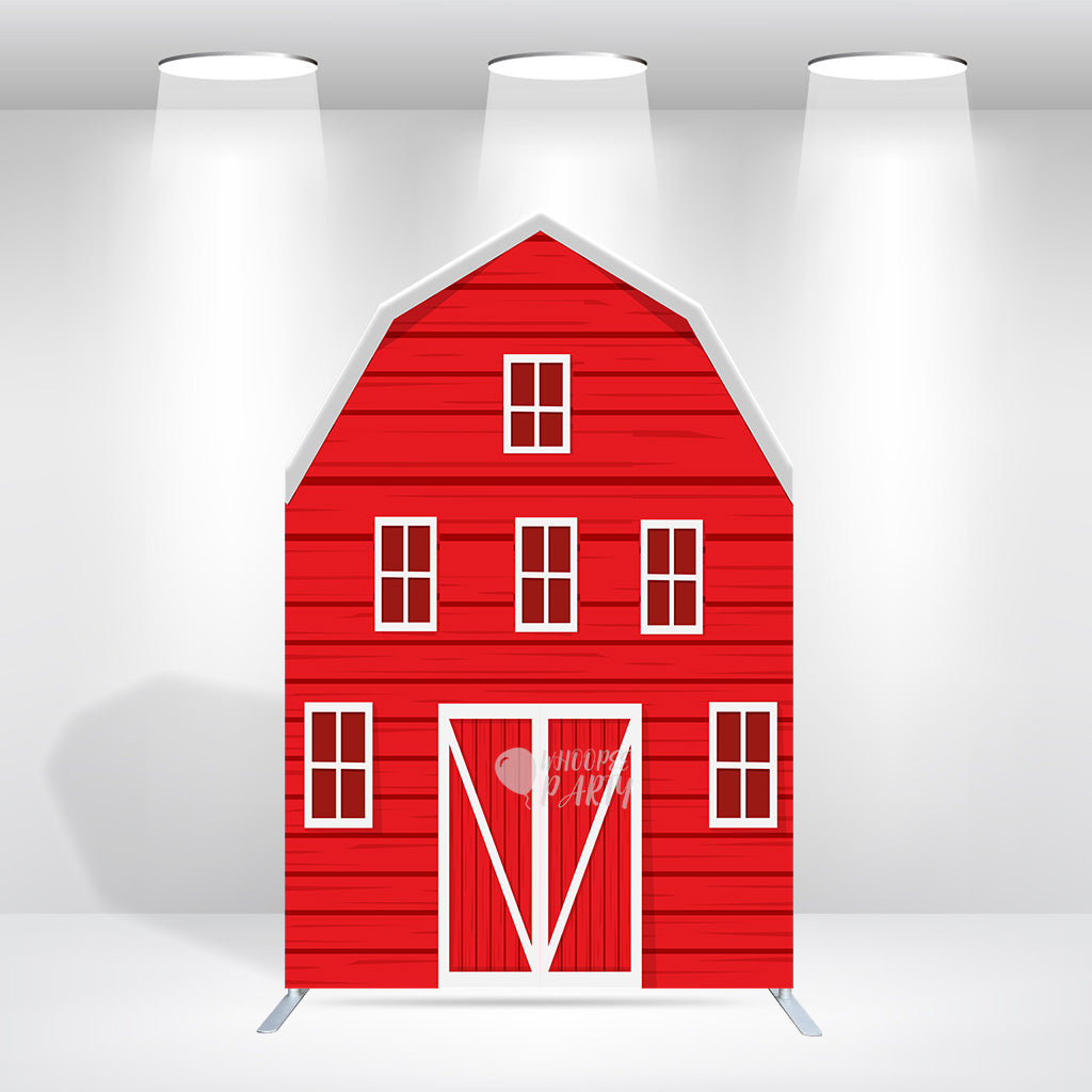 5.25x8.14ft Farm Theme Birthday Baby Shower Party Decoration Barn Arch Backdrop Wall Stand