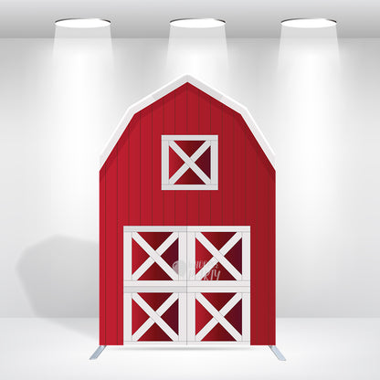 5.25x8.14ft Farm Theme Birthday Baby Shower Party Decoration Barn Arch Backdrop Wall Stand