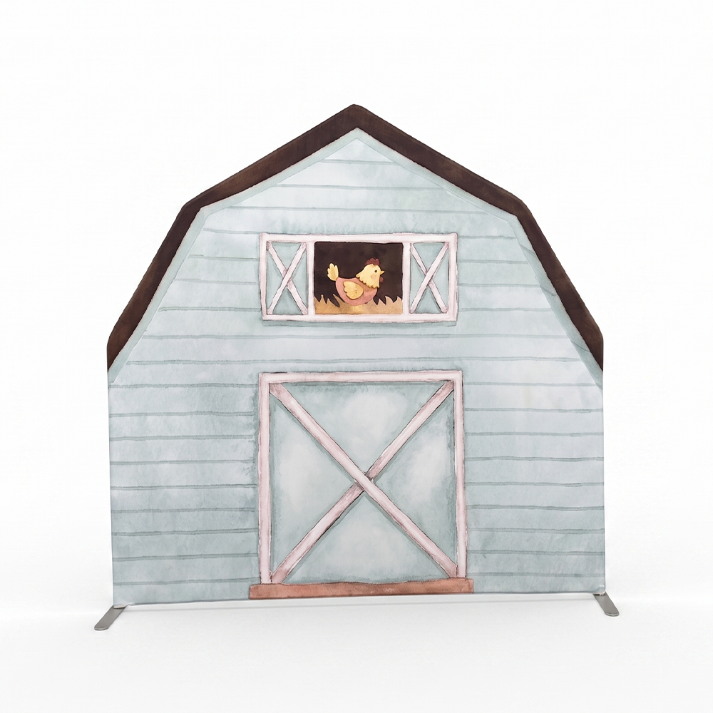 Arco de fondo de pared con diseño de casa de campo de 2,1 x 2,1 m para decoración de fiesta de cumpleaños y baby shower 