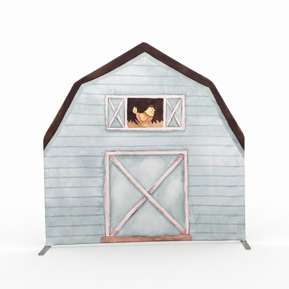 Arco de fondo de pared con diseño de casa de campo de 2,1 x 2,1 m para decoración de fiesta de cumpleaños y baby shower 