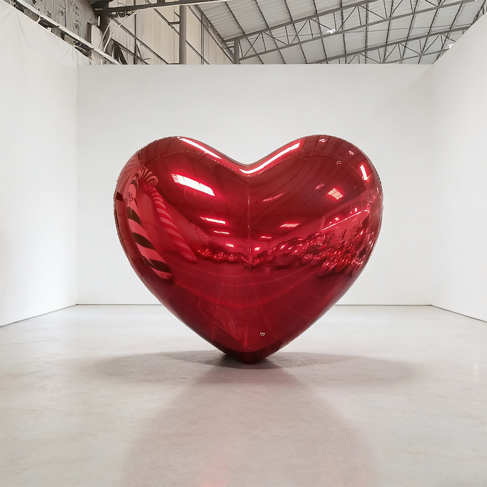 Red Hot Pink Shiny Hearts Inflatable Mirror Ball Reusable Big Bubble Balloon