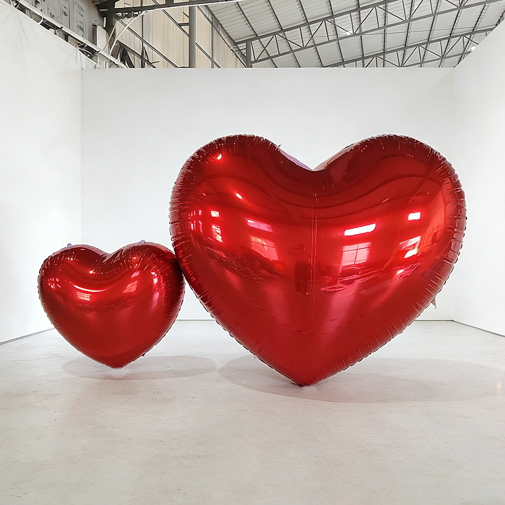 Red Hot Pink Shiny Hearts Inflatable Mirror Ball Reusable Big Bubble Balloon