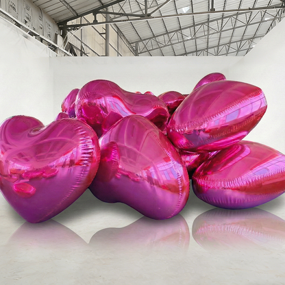 Red Hot Pink Shiny Hearts Inflatable Mirror Ball Reusable Big Bubble Balloon