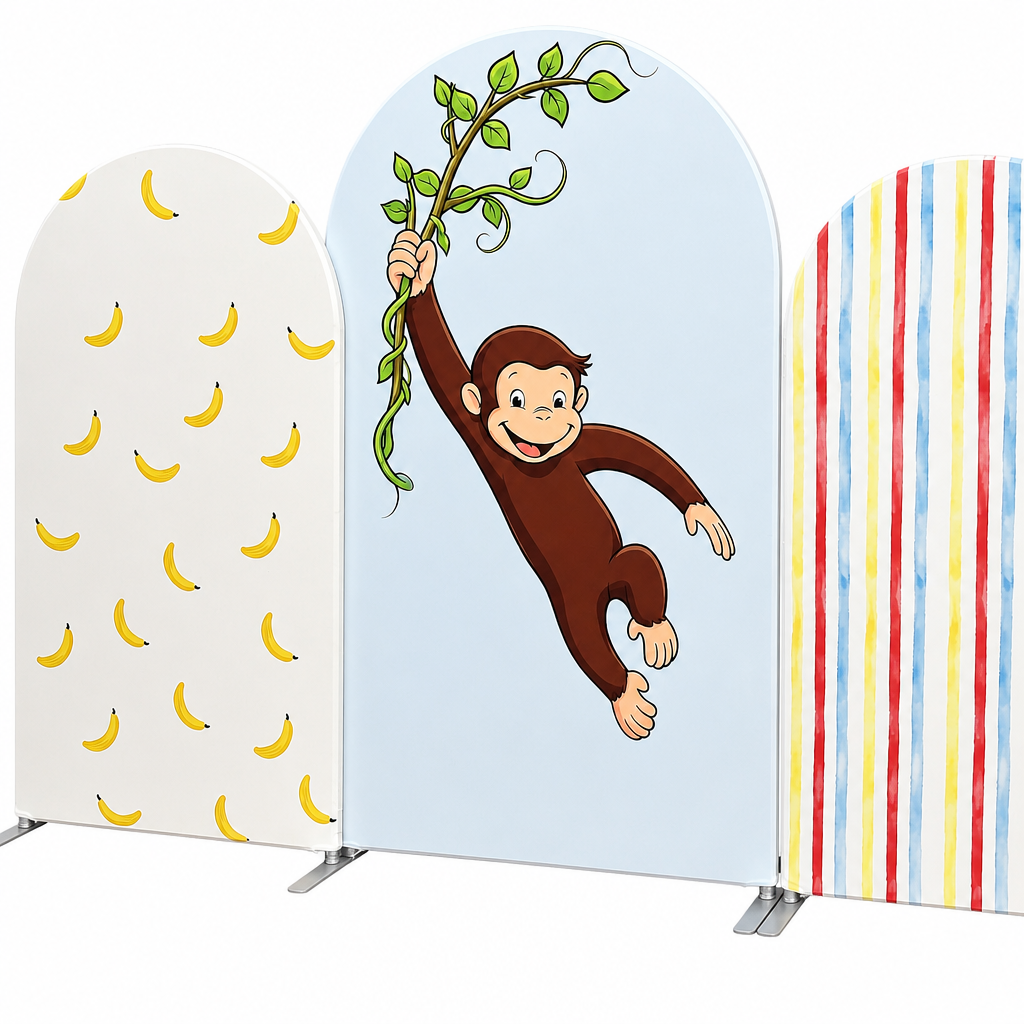 Colorful stripes arch backdrop party cover right side