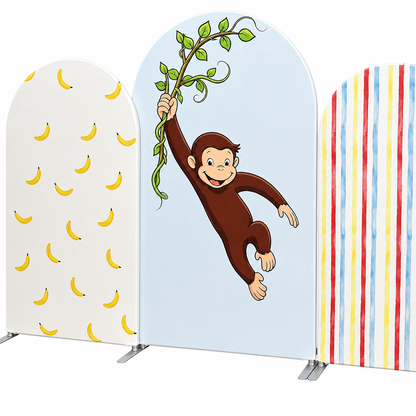 Colorful stripes arch backdrop party cover right side