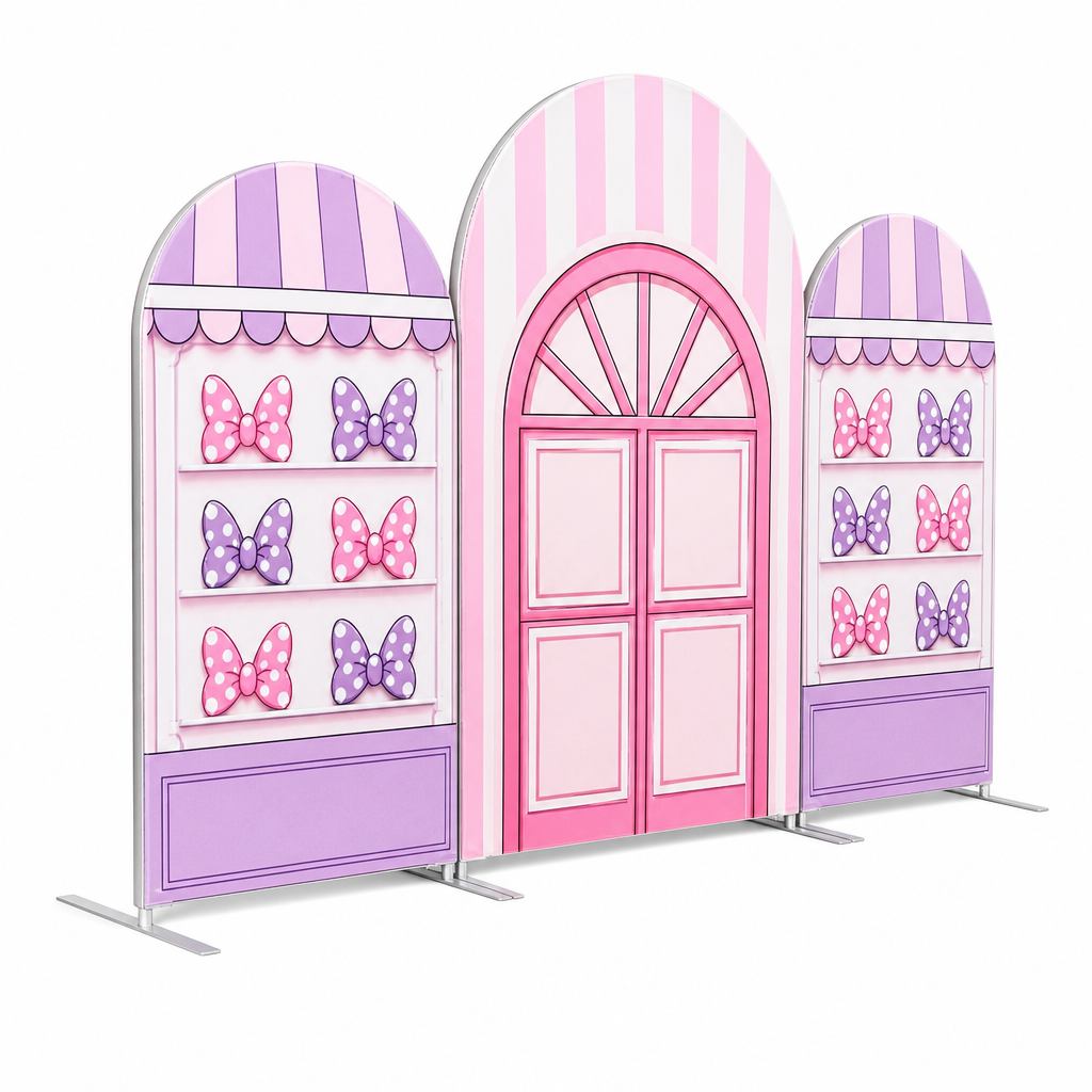 Side view of cute bow arch backdrop cover