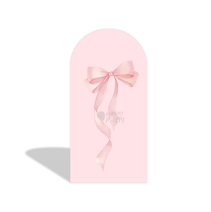 Pink Flower Market Pink Bow Birthday Party Arch Backdrop Wall Cloth Cover