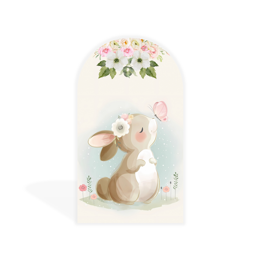 Cute Bunny Baby Shower Birthday Party Chiara Arch Backdrop Wall Cloth Cover
