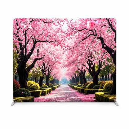 Cherry Blossom Spring Tension Fabric Straight Backdrop with Stand
