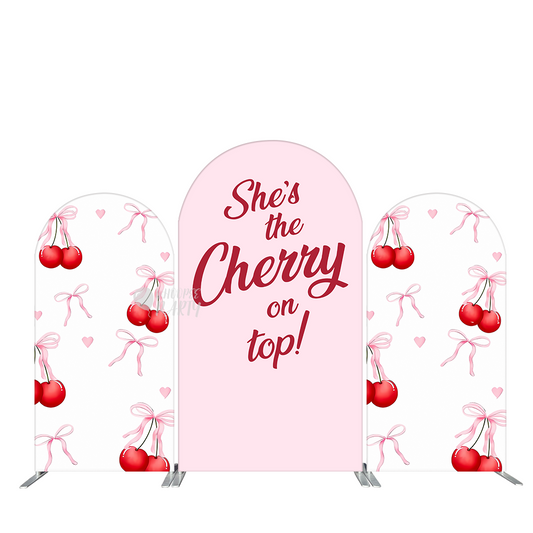 She is The Cherry On Top Party Arch Backdrop Wall Cloth Cover