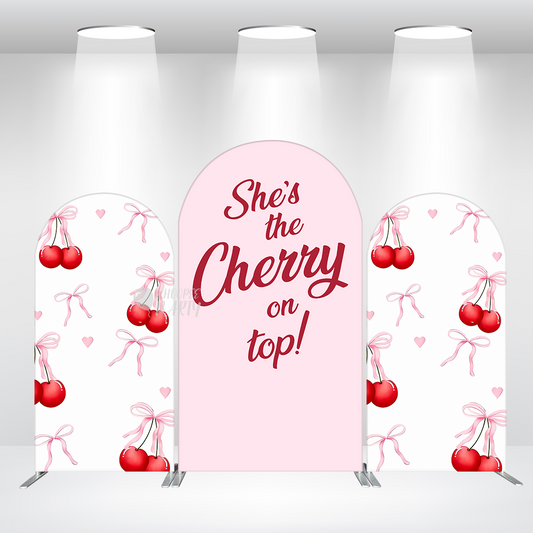 She is The Cherry On Top Party Arch Backdrop Wall Cloth Cover