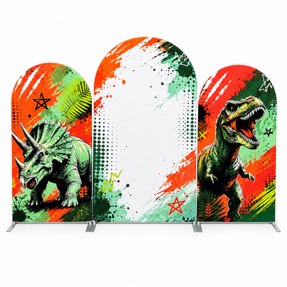 Dinosaur arch backdrop wall cover with triceratops design