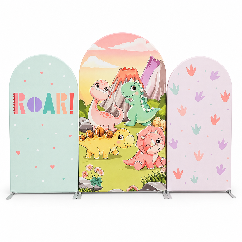 Cute dinosaur themed birthday party arch backdrop cover