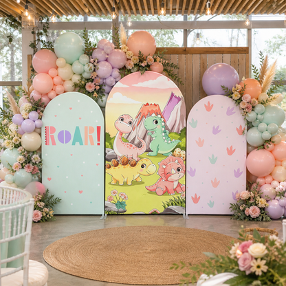 Cute Dinosaur Party Arch Backdrop Cover for Birthday Decoration