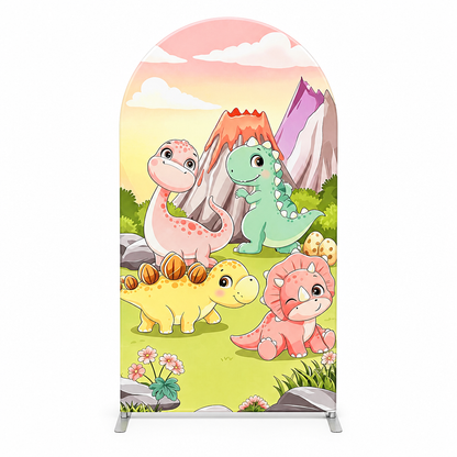 Cute Dinosaur Party Arch Backdrop Cover for Birthday Decoration
