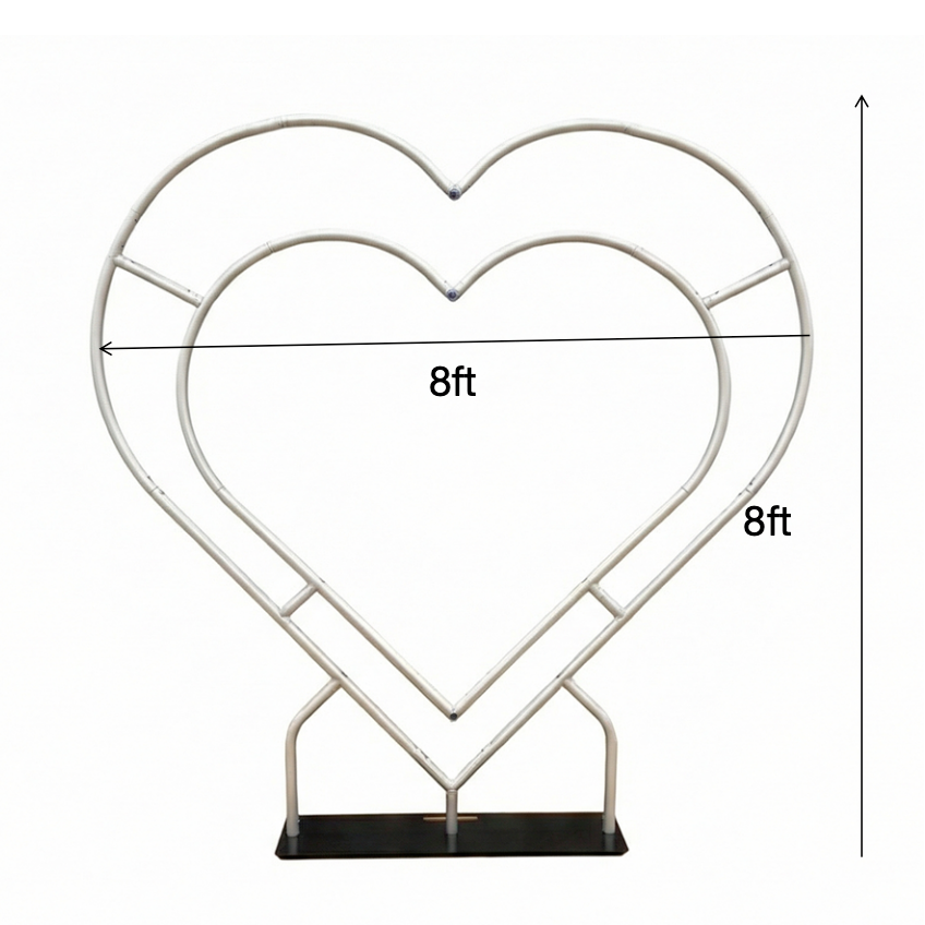 Double Layer Heart Shape Aluminum Arch Photo Booth Backdrop Wall Stand