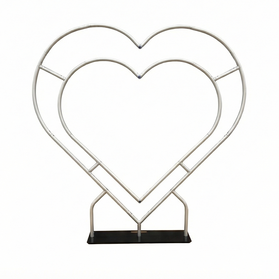 Double Layer Heart Shape Aluminum Arch Photo Booth Backdrop Wall Stand