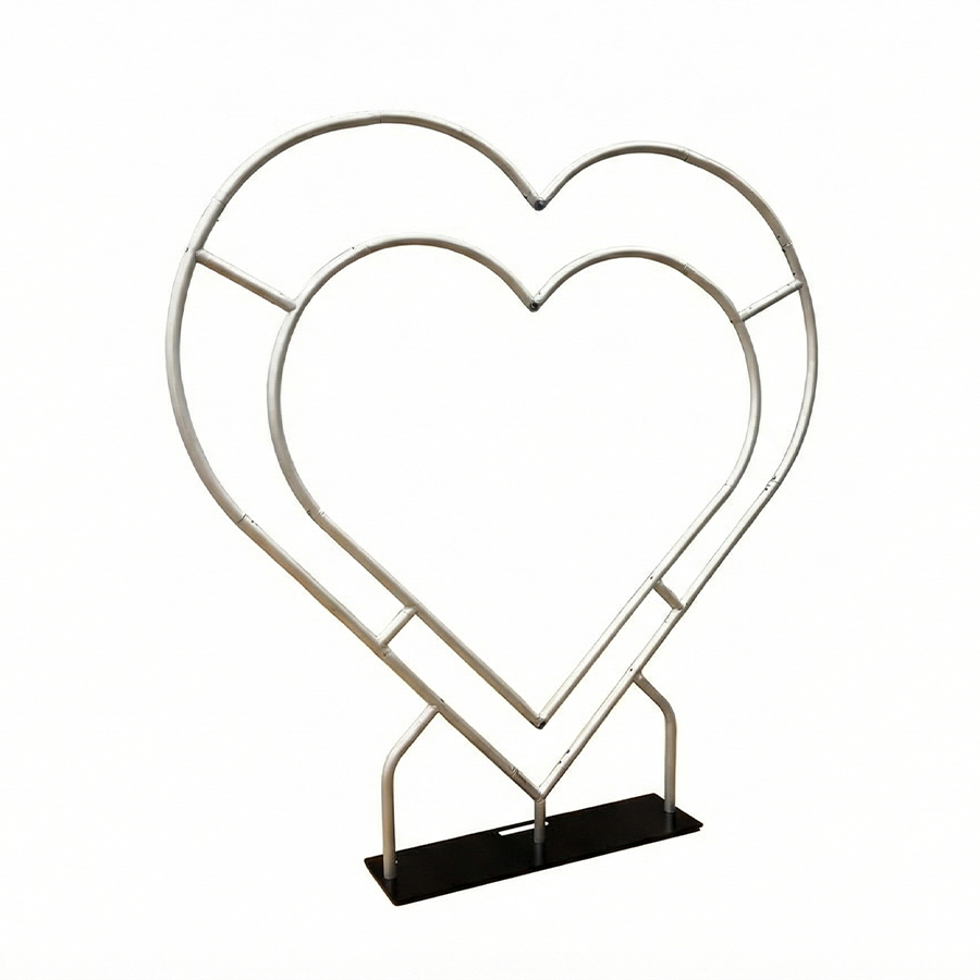 Double Layer Heart Shape Aluminum Arch Photo Booth Backdrop Wall Stand