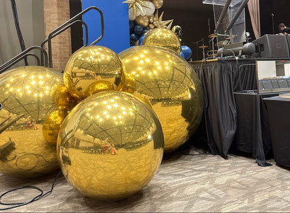 Golden Color Inflatable Mirror Ball Reusable Big Bubble Shiny Balloon Balls