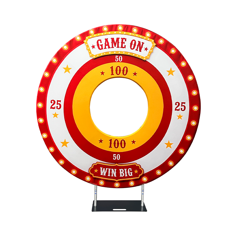 6.5ft Hollow Round Backdrop Frame with Custom Cover, Versatile Double Ring Event Stand for Donut, Race Car Tire & Nautical Party Themes