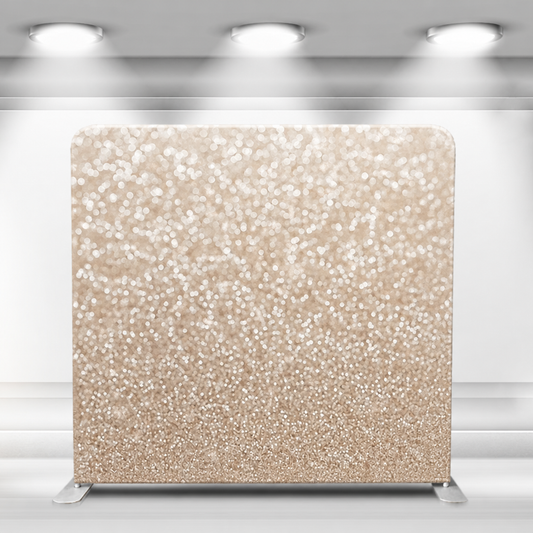 Gold glitter fabric photo booth straight backdrop with stand in studio