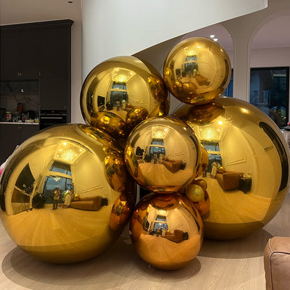 Golden Color Inflatable Mirror Ball Reusable Big Bubble Shiny Balloon Balls